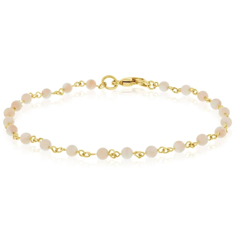 gold-plated bracelets for women -Coral Bead Station Bracelet