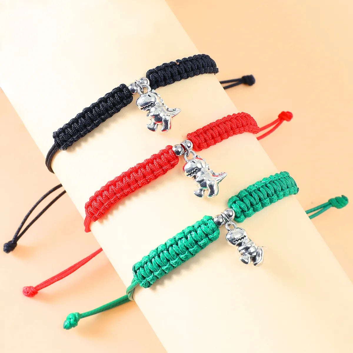 pearl bracelets for weddings -1 Piece Fashion Dinosaur Stainless Steel Rope Knitting Polishing Bracelets